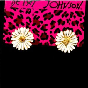Betsey Johnson White  Mini Sunflower Stud Earrings